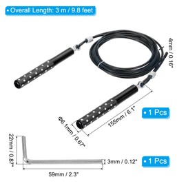 PATIKIL Jump Rope for Fitness, Speed Skipping Rope Adjustable Jumping Rope Ball Bearing Swivel Aluminium Alloy Handle with Wrench for Aerobic Exercise, Black