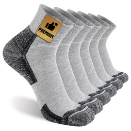 FLYRUN Men's Athletic Ankle Quarter Socks Men Comfort Cushion Moisture Wicking Work Sock 6 Pack