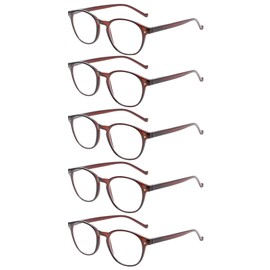NORPERWIS 5 Pairs Reading Glasses - Standard Fit Spring Hinge Readers Glasses for Men and Women (5 Pack Brown-2, 2.00)