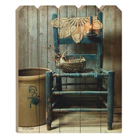 "This Old Chair" By Artisan Susie Boyer, Printed on Wooden Picket Fence Wall Art