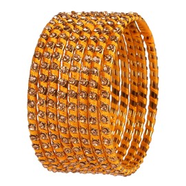 Touchstone New Silk Thread Bangle Collection Indian Bollywood Hand Woven Silk Thread Yellow Color Rhinestone Designer Jewelry Bracelets Bangle Set of 8 for Women.