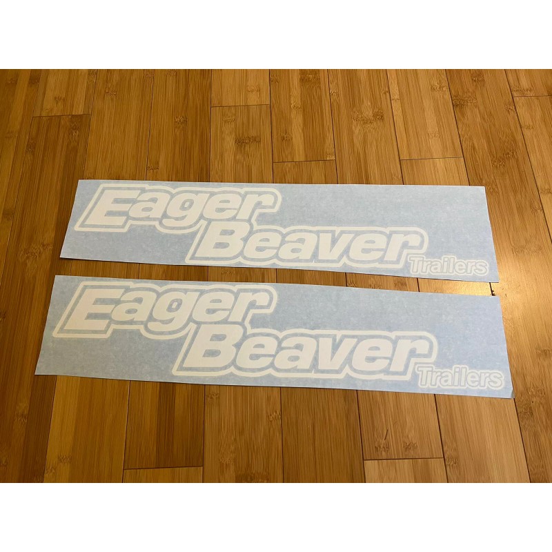 Eager Beaver Trailers Replacement Stickers 36”(Set Of 2) White Decals
