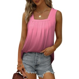 Saloogoe Summer Tank Tops for Women Flowy Maternity Clothes Casual Sleeveless Shirts Ombre Wine Red L