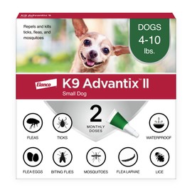 K9 Advantix K9 Advantix II Small Dog Vet-Recommended Flea, Tick & Mosquito Treatment & Prevention | Dogs 4-10 lbs. | 2-Mo Supply