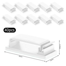 40 Stück Stark Kabel Organizer Selbstklebend Selbstklebende Kabel-Clips Kabelhalter Selbstklebend Kabelmanagement Selbstklebende für Schreibtisch, Heim, Büro (Schwarz)
