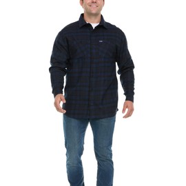 Wrangler Big and Tall Flannel Shirt for Men – Mens Button Down Plaid Shirt Navy/Black