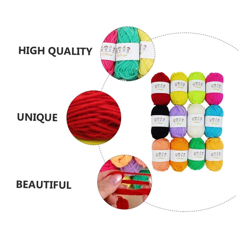 LALAFINA 12pcs Creative Hand Knitted Woolen Yarn for Four Strand