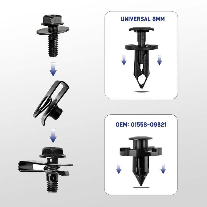 UNIGT 60PCS Engine Under Cover Splash Shield Guard Body Bolts