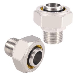 2pcs 3/4"×1/2" Air Line Fittings for Rapid Air System, Air Hose Fittings 3/4 Inch Single Connector Fit for Shop/Garage Compressed Air Piping, Brass-Nickel Plated, 200psi Working Pressure