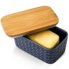 Hasense Ceramic Butter Dish with Bamboo Lid, Large Butter Container