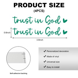 DXNQ DXNQ 4 PCS Trust in God Rearview Mirror Decals, Automotive Vinyl Rear View Mirror Decorative Stickers, Waterproof Trust in God Stickers for Car Truck Laptop, Car Accessories (Green)