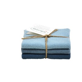 Solwang 100101102 Set of 3 Wiping Cloths Rustic Blue Knitted 100% Oeko-Tex Cotton Approx. 25 x 25 cm Stainless Steel