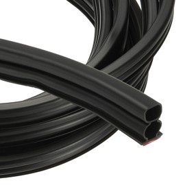 PATIKIL 20 Ft D Shape Rubber Seal Strip, 2/5" W x 3/5" T Self-Adhesive Extra Thick Rubber Door Weather Stripping for Large Gaps, Door Frame, Window Insulation, Soundproof, Black/Red