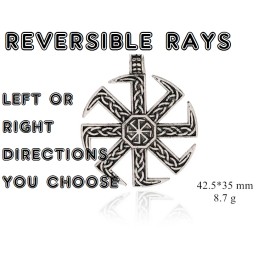 Fashion Jewelry REVERSIBLE CELTIC VIKING SUN WHEEL Pendant DIAMOND Cut 925 Silver 24" Necklace