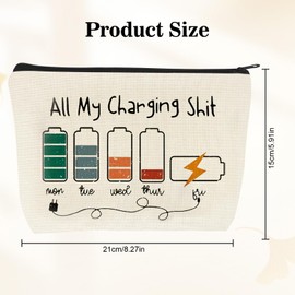 Cable Organiser Bag Travel Essentials Backpacking All My Charging Stuff Funny Canvas Makeup Bag with Zipper Large Capacity Toiletry Pouch Travel Gadgets Gifts for Women Men Friends Sisters Mom