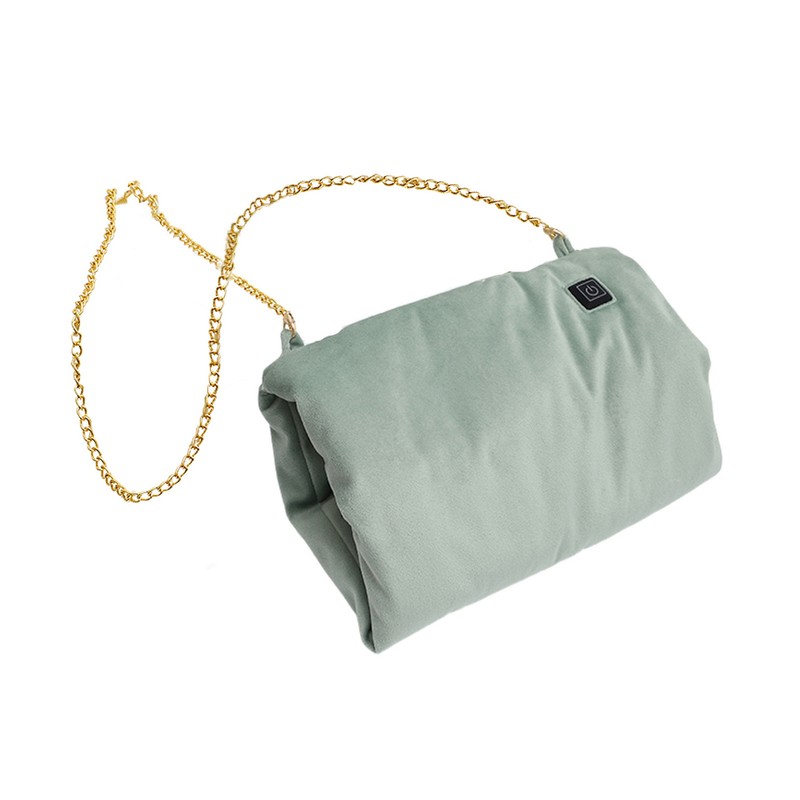 Electric Heating Pouch Green Velvet Heated Hand Warmer Pouch for