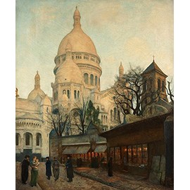 WONDERFULITEMS THE SACRE COEUR BASILICA OF THE SACRED HEART PARIS PAINTING BY HANS HEYERDAHL 11" X 14" IMAGE SIZE REPRO ON MATTE PAPER REPRO