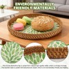 Handwoven Round Rattan Tray,Mother of Pearl Inlay Decorative Serving Tray