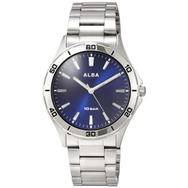 Seiko Watch AQPK411 Men's Wristwatch, Sports, Reinforced Waterproof for Daily Use (10 ATM), Domed Inorganic Glass, Silver, Dial Color - Blue, Sports Wristwatch, Reinforced Water Resistance (10 ATM),