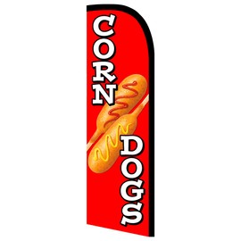 Vista Products Corn Dogs Premium Windless Polyknit Feather Flag (3 x 11.5 feet)
