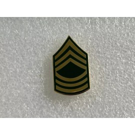 US ARMY MASTER SERGEANT (E-8) RANK HAT PIN BRASS ON OD GREEN BACKGROUND (HO)