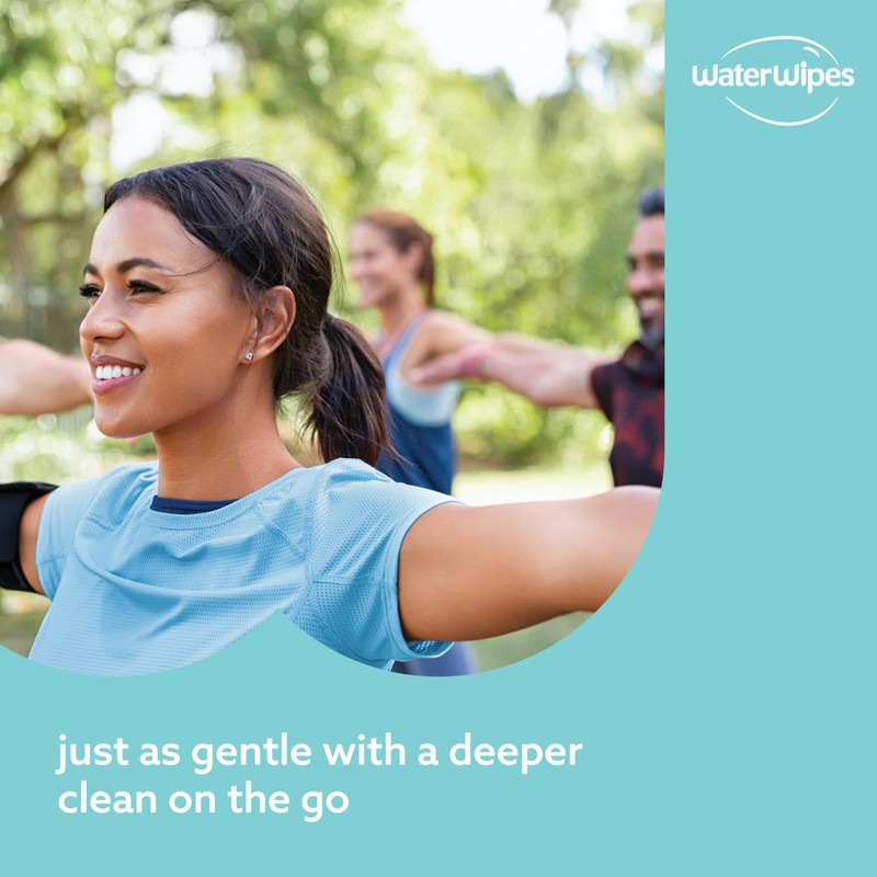 WaterWipes Sensitive+ On The Go Wipes, 3-In-1 Cleans, Cares, Protects,