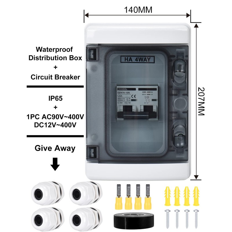 DIHOOL DC 120 Amp Breaker for Solar Panel, Miniature Circuit