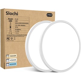 2PACK White Flush Mount LED Ceiling Light, 9Inch 24Watt, 3000k/4500k/6000K, Ultra Slim for Bedroom, Living Room, Kitchen, Hallway, NOT-DIMMABLE