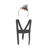 Gray Lederhosen Suspenders Mini Alpine Hat Headband German Oktoberfest Costume