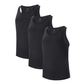 DAVID ARCHY Men's Tank Top Undershirt Moisture-Wicking Quick-Dry A-Shirts Soft Silky Undershirts Tank Shirt for Men 3 Pack(L, Black)