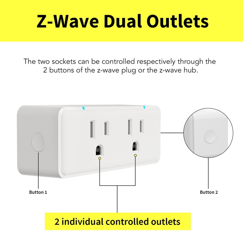 Minoston 800 Series Zwave Dual Outlet Plug, On/Off Z-Wave Repeater