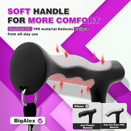 BigAlex Lightweight Collapsible Walking Cane with Soft Comfortable TPR Handle for Seniors and Elderly Adults, Larger Handle for Comfort, Adjustable Support Stick, Portable Travel Aid for Men & Women