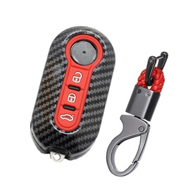 ontto Folding Car Key Case Suitable for Fiat 500 500C 500L 500X Qubo Panda Punto Lancia Ypslon Delta Grande Bravo Key Box Key Protector Key Cover 3 Buttons Red