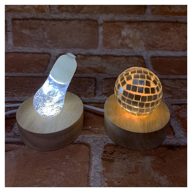 Glowing Wooden LED Pedestal, Square LED Stand, USB Type, Adapter,