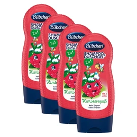 Bübchen Kids Shampoo and Shower Gel Raspberry Fun, Kids Shampoo and Shower Gel, pH Neutral Wash Lotion for Gentle Children's Skin, Raspberry Fragrance, Quantity: 4 x 230 ml