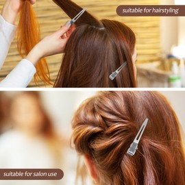 Garneck 50pcs 45mm Single Pin Hair Clips Metal Durable Reusable Metal Alligator Clips for Hair Styling Home Barber Shop