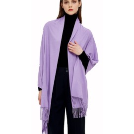 Gragengs Pashmina Scarves and Wraps Scarves for Women Wedding Party Winter Warm Long Solid Colour, light purple