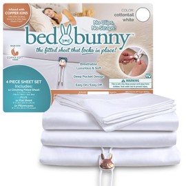 Bed Bunny Locking Fitted Sheet, Hugs Mattress, Won’t Slip, Stays Tight, AS-SEEN-ON-TV, CopperSoft™ Luxurious Comfort, Copper Infused, Helps Sheet Stay Fresh Between Washes. (Fitted Sheet Only)