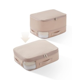 EACHY 3-Pack Travel Space Saver Bags, Clear Down Jacket Compression Bags Lightweight & Durable Travel Essentials, Perfect for Suitcase Organization & Luggage Compression (Pink, X-Large)