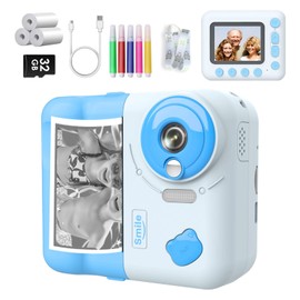 Instant Print Camera for Kids, Christmas Birthday Gifts for Girls Boys 4 5 6 7 8 9 10 11 12 Years Old,1080P HD Digital Camera with Color Pens/3 Rolls Print Paper/32G Card (Blue)