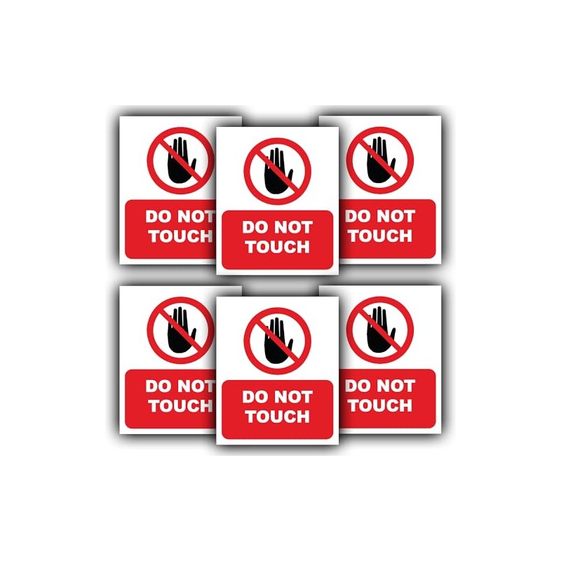 6-Pack - Do Not Touch Safety Vinyl Sign Stickers -