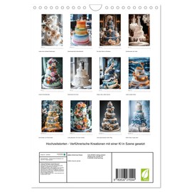Hochzeitstorten - Verführerische Kreationen mit einer KI in Szene gesetzt (Wandkalender 2026 DIN A4 hoch), CALVENDO Monatskalender: Tauchen Sie ein in ... eines Paares zu krönen. (CALVENDO Lifestyle)