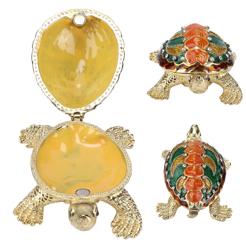 Turtle Trinket Box Turtle Band Jewelry Trinket Box with Painted