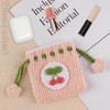 Framendino, Small Crochet Drawstring Pouch Cherry Cute Coin Purse Handmade