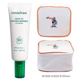 Innisfree Daily UV Moisture Barrier Sun Serum 50mL+Play Green Cosmetic Pouch (Yellow) / 이니스프리 데일리 유브이 수분장벽 선세럼 50mL+플레이그린 화장품 파우치 (옐로우)
