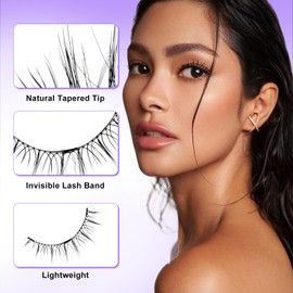 Magnetic Eyelashes with Applicator Cat Eye Natural Look Magnetices Lashes Kit Waterproof and Long-lasting Reusable False Eyelashes No Glue Needed for Beginners(4 Pairs 079+B01)