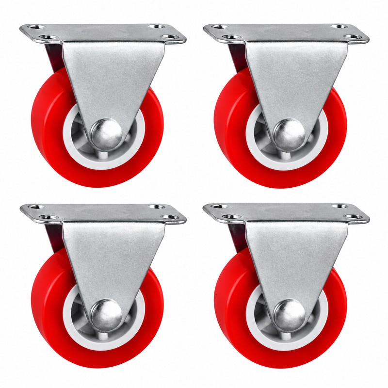4-Pack Red PVC Swivel Caster Wheels, 1-Inch Furniture Replacement Casters