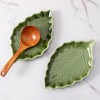 YumiPLUS Ceramic Leaf Spoon rest for Cooking, Cute Green Spoon