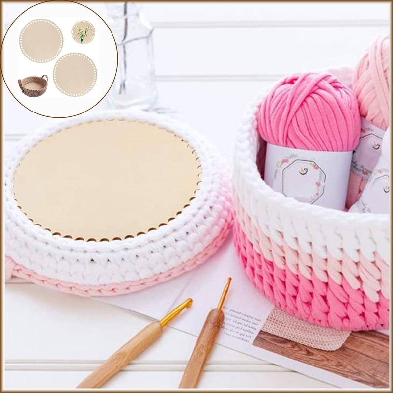 Pack of 2 Selfmade Basket Floor Round Shapes, Wooden Basket