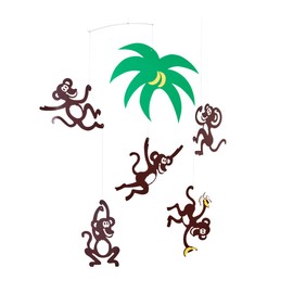 Monkey Tree Hanging Nursery Mobile - 23 Inches - High Quality Plastic - Handmade in Denmark by Flensted